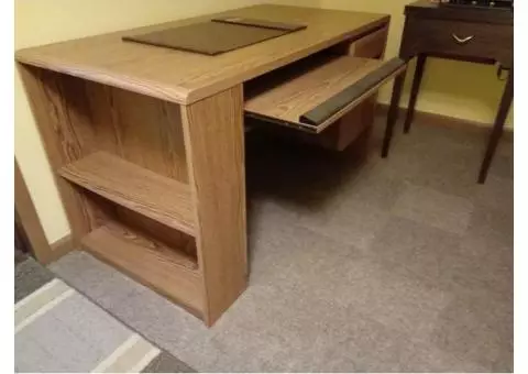 Computer Desk with File Drawer, Keyboard Tray and Two Shelves
